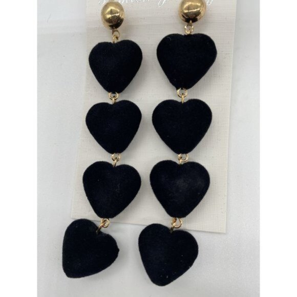 Plush Hearts Dangle Earrings - Picture 1 of 4